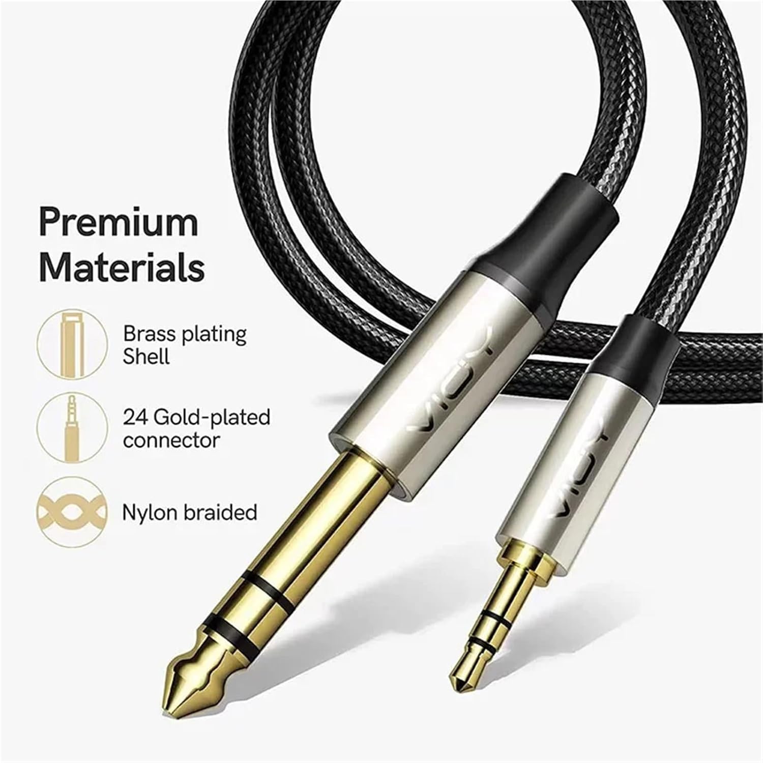 3.5mm to 6.35mm Audio Cable 1/4 Male to 1/8 Male Stereo TRS Audio Jack Cable for Headphone Amplifier Mixer Laptop Home Theater(8m)