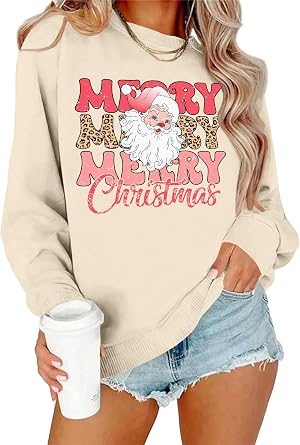 Christmas Sweatshirts for Women Merry Christmas Plaid Pullover Sweatshirts Holiday Vacation Graphic Tees Tops