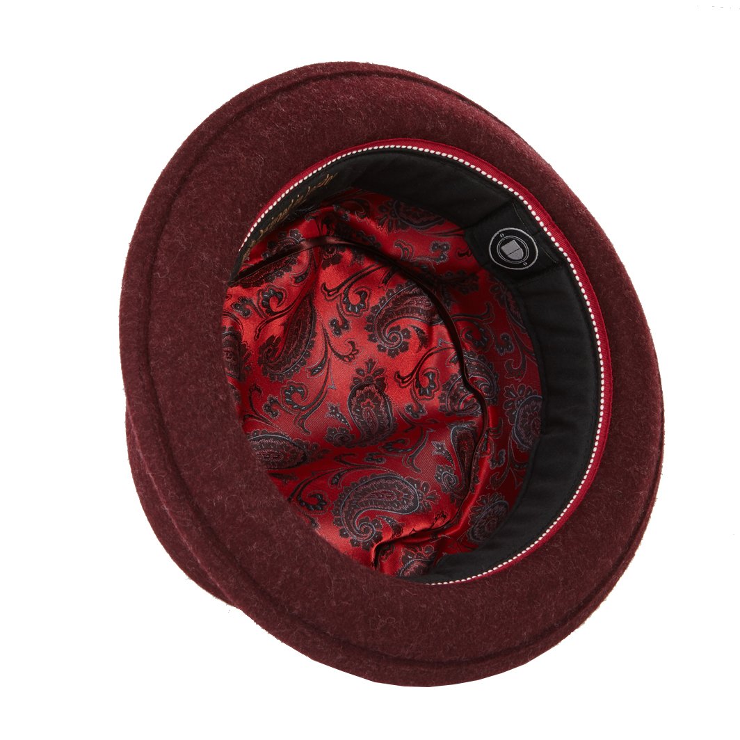 DASMARCA Mens Milange Wool Felt Pork Pie Hat - Quintin Burgundy XL