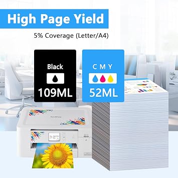 LCL SP01 SP-1 Sublimation Ink Cartridges (4-Pack KCMY) SP01BKS SP01CS SP01MS SP01YS High Capacity Replacement for Brother SP1 SP-1 SP01 Sublimation Printer