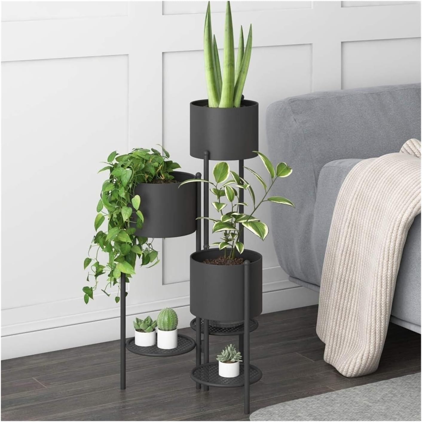 Flower pot stand Metal Plant Stand, 6 Tier Potted Indoor Black Flower Pot Holder Shelf, Foldable Decorative Display Rack for Multiple(Gold)