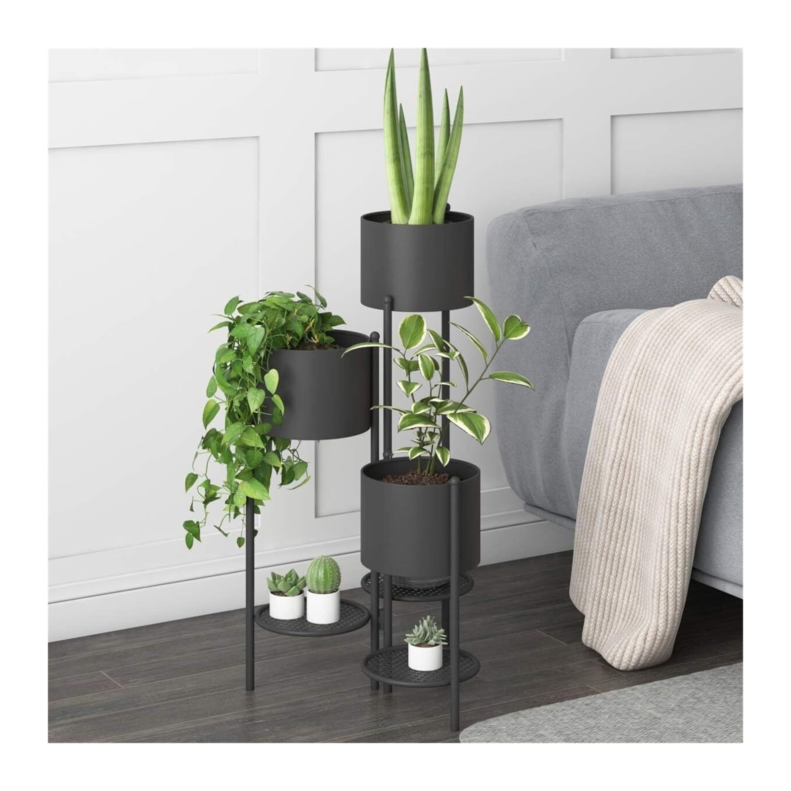 Kx9Lb8d Flower Display Stand Metal Plant Stand, 6 Tier Potted Indoor Black Flower Pot Holder Shelf, Foldable Decorative Display Rack for Multiple for Planters(Black)