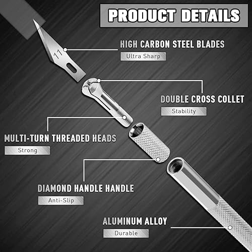 Miniatura 6 de DIYSELF Paquete de 2 cuchillos Exacto para manualidades, arte, cuchillos de pasatiempo para fondant, cuchillo de manualidades exacto, cuchillo de