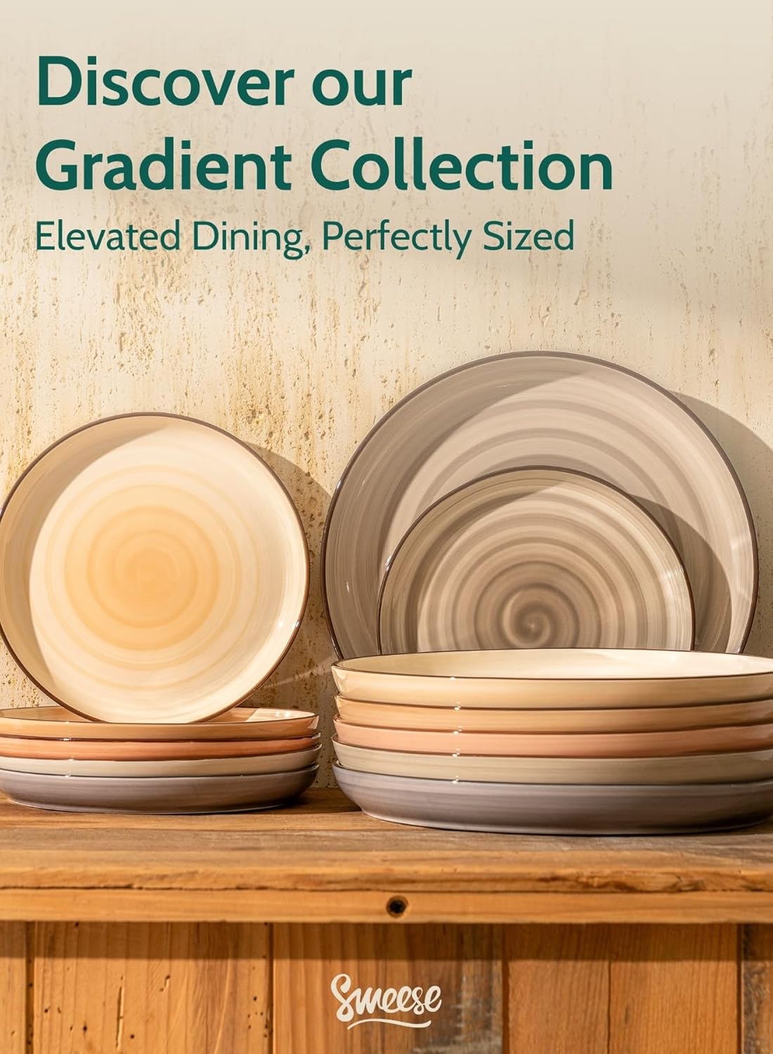 Sweese 7.4 Inch Porcelain Dessert Plates - Round Salad, Appetizer Plate Set for Kitchen, Small, Dishwasher Microwave Safe, Set of 6, Neutral - Image 8