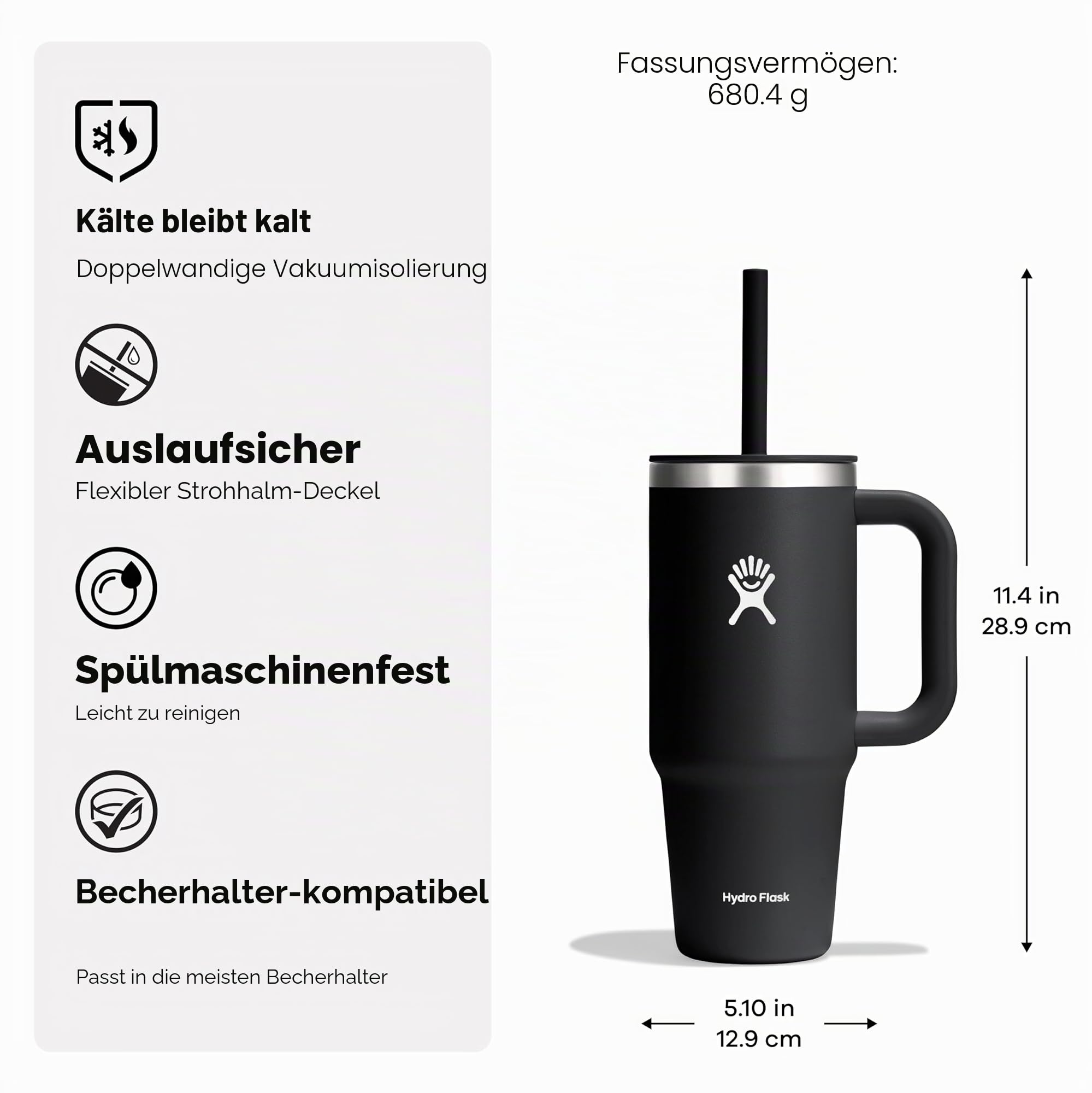 Hydro Flask Reisebecher, Botanical Bliss Agave, 680 ml