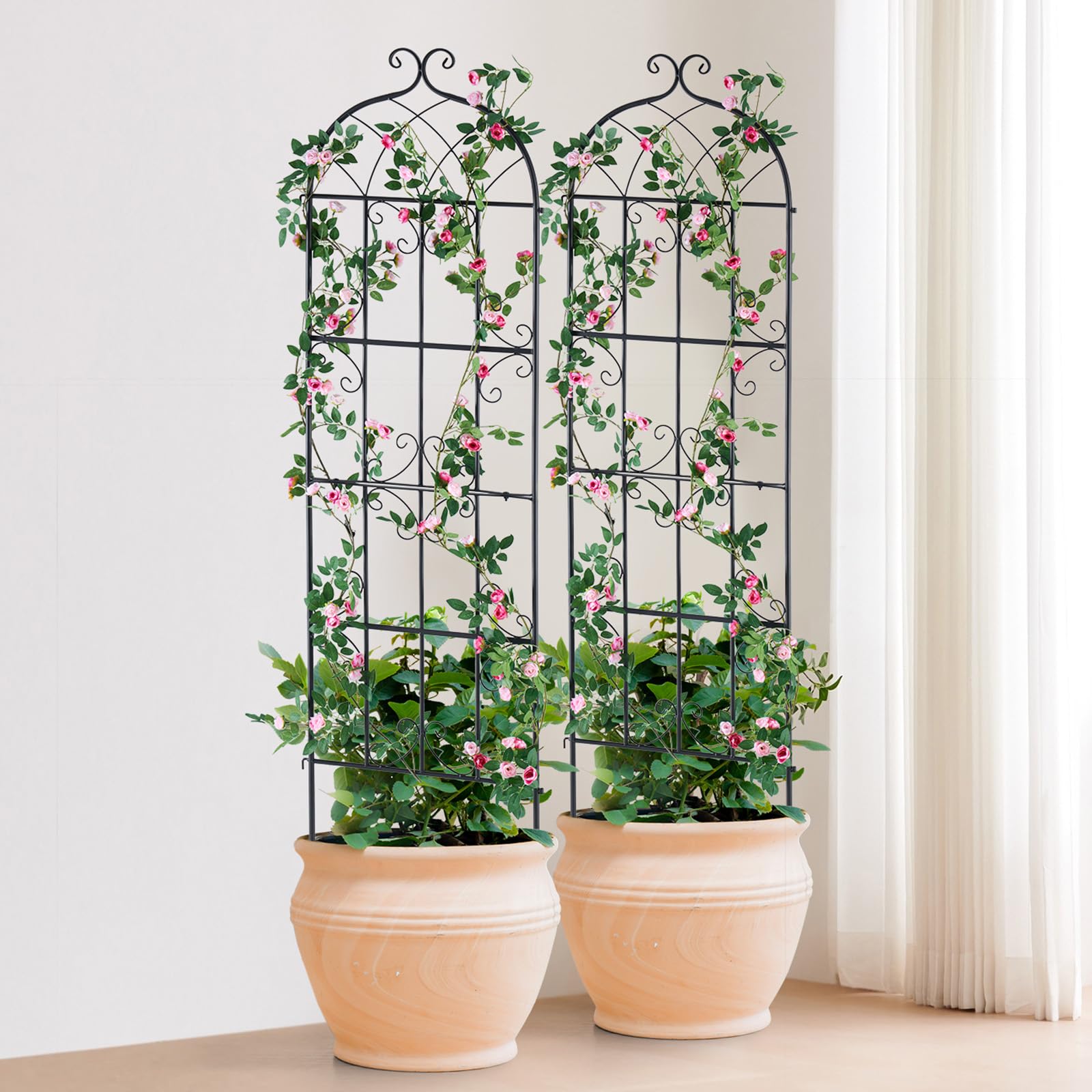 VEVOR Treillis Jardin pour Plantes grimpantes, 51 x 180 cm, Treillis Fleurs de Jardin en métal antirouille, Support de concombres, pour Cours, pelouses, 2 pcs