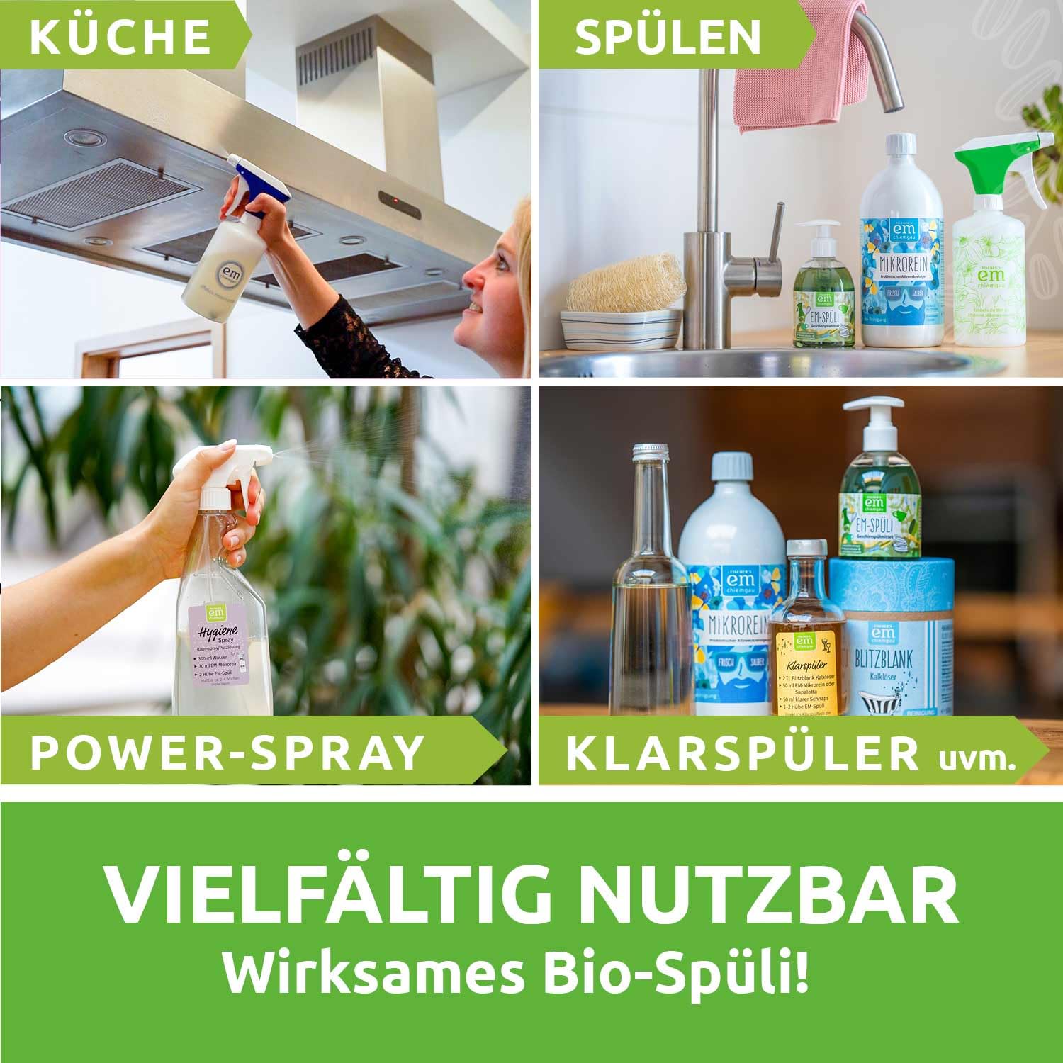 EM-Chiemgau Bio Geschirrspülmittel EM-Spüli [mit Effektive Mikroorganismen] sehr ergiebig, extrem Hohe Schmutz- und Fettlösekraft, pflanzliche Waschrohstoffe, Bio Rohstoffe, hautfreundlich - 5 L