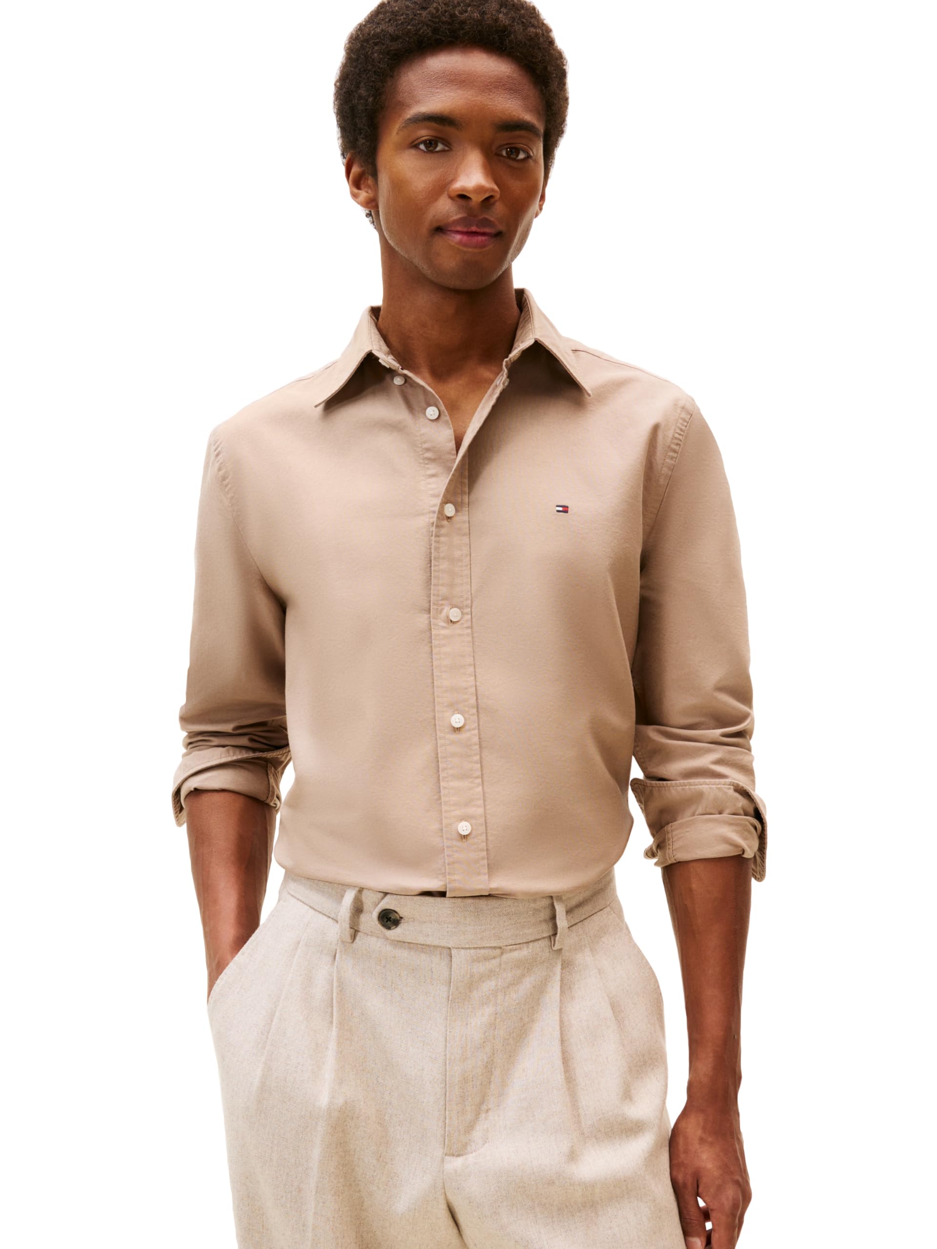 Tommy Hilfiger Men's Long Sleeve Oxford Shirts in Regular Fit, Men's Button Down Shirts, Also Available in Big and Tall