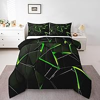 Vista 23 de Juego de ropa de cama de círculos geométricos, juego de edredón moderno retro con ojales para niños, niñas y adolescentes, decoración de rayas Gris