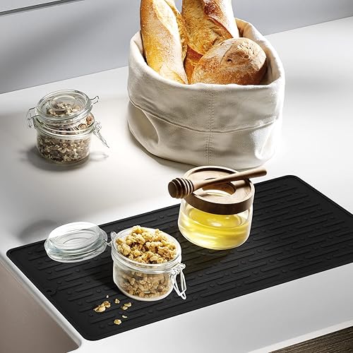 Miniatura 5 de Tapete para secar platos, tapete de silicona resistente al calor para encimera de cocina, tapete antideslizante para secar platos, apto para