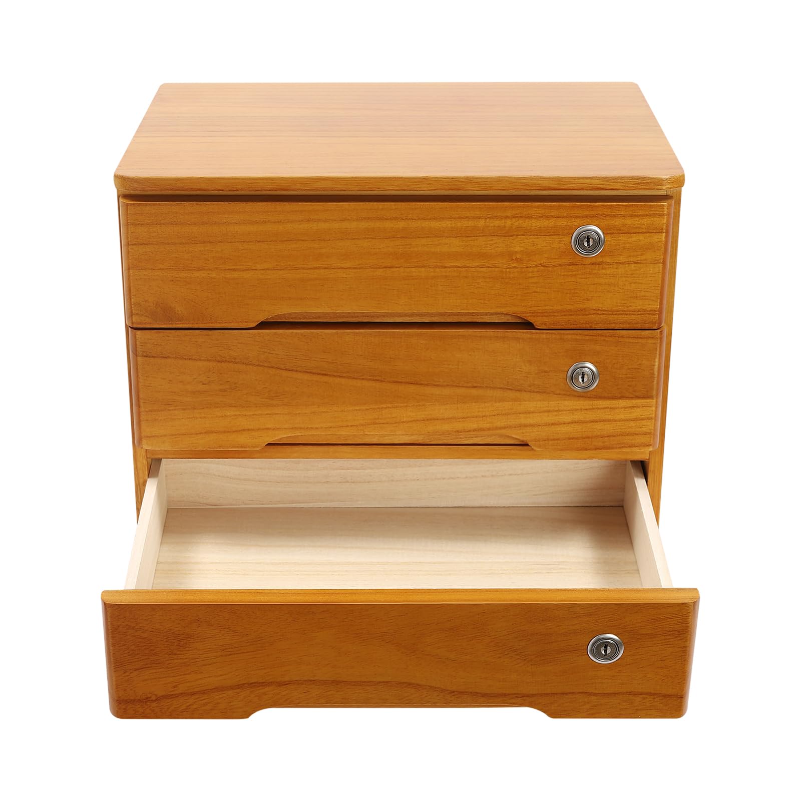 Caja de almacenamiento de escritorio de 3 capas, caja de almacenamiento de escritorio con cajón con cerradura, organizador de cajones para oficina, estudio, organizador de archivos, estante plano,