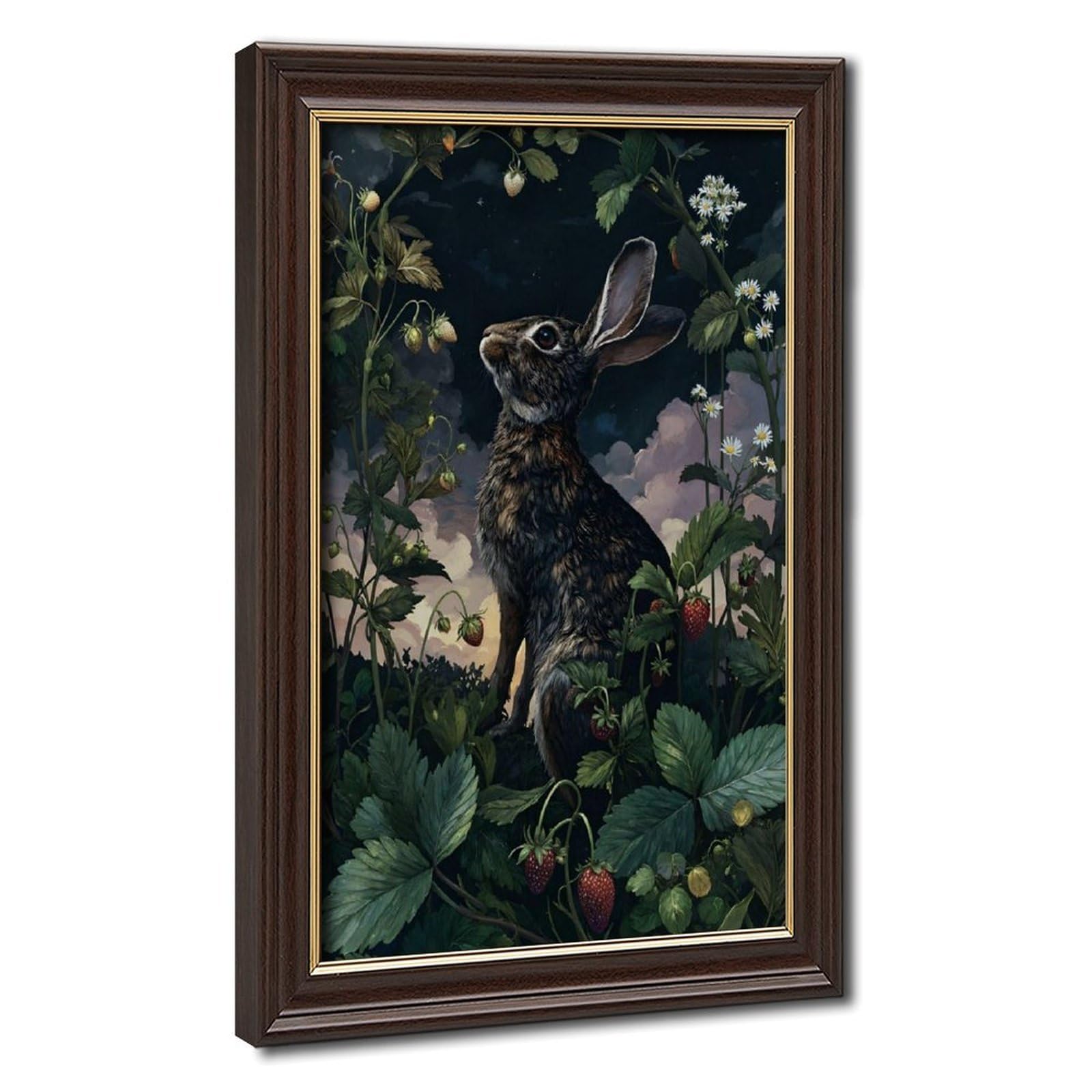 Bareronor Turquoise Whimsical Rabbit Canvas Poster Bedroom Decor Landscape Office Room Decor Gift 24" L X 36" W