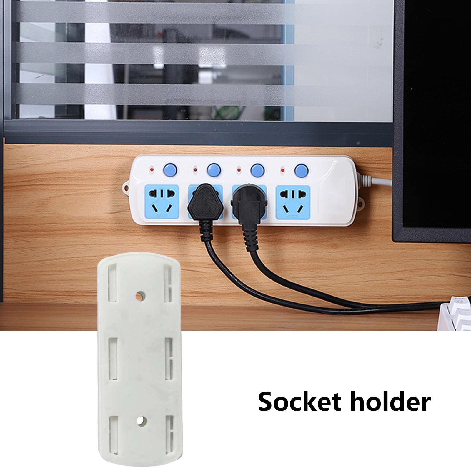 Soporte De Pared para Enchufe, Fijador De Regletas, Soporte Adhesivo para Dados Sin Perforación, Fijador De Enchufes De Escritorio Autoadhesivo para Cocina, Hogar, Oficina Y El Hotel (1/4/8 Piezas)