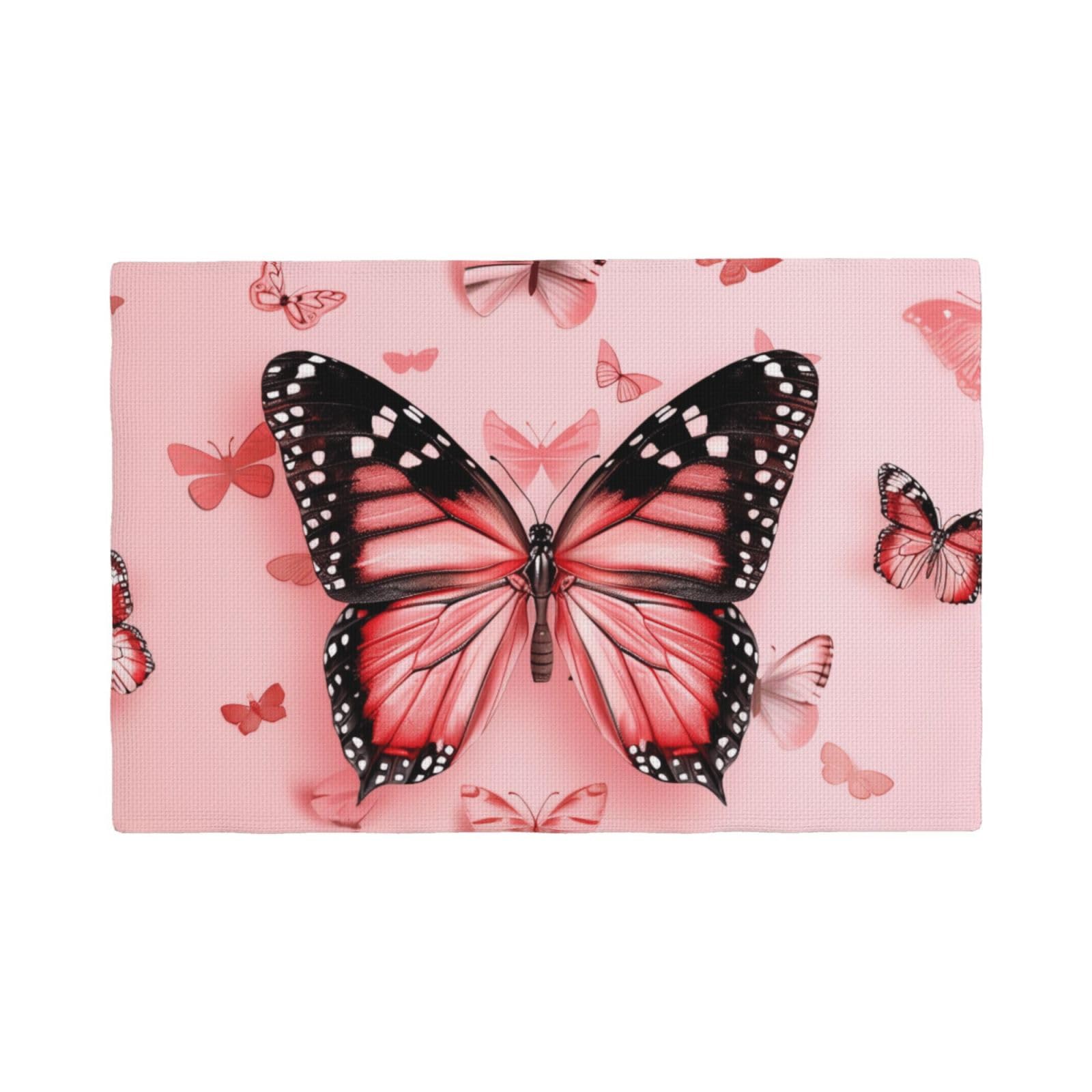 Butterfly Print Placemats Set, Heat Resistant Washable Placemat 12x18in Table Mats for Party Kitchen Dining Table Decoration Indoor Outdoor, Six Piece