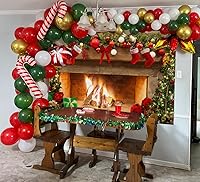 Vista 4 de Fondo de fotografía de chimenea de Navidad de 7 x 5 pies, fondo de regalo para fiesta de invierno, decoración de vacaciones, retrato fotográfico