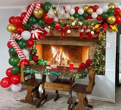 Miniatura 4 de Fondo de fotografía de chimenea de Navidad de 7 x 5 pies, fondo de regalo para fiesta de invierno, decoración de vacaciones, retrato fotográfico,