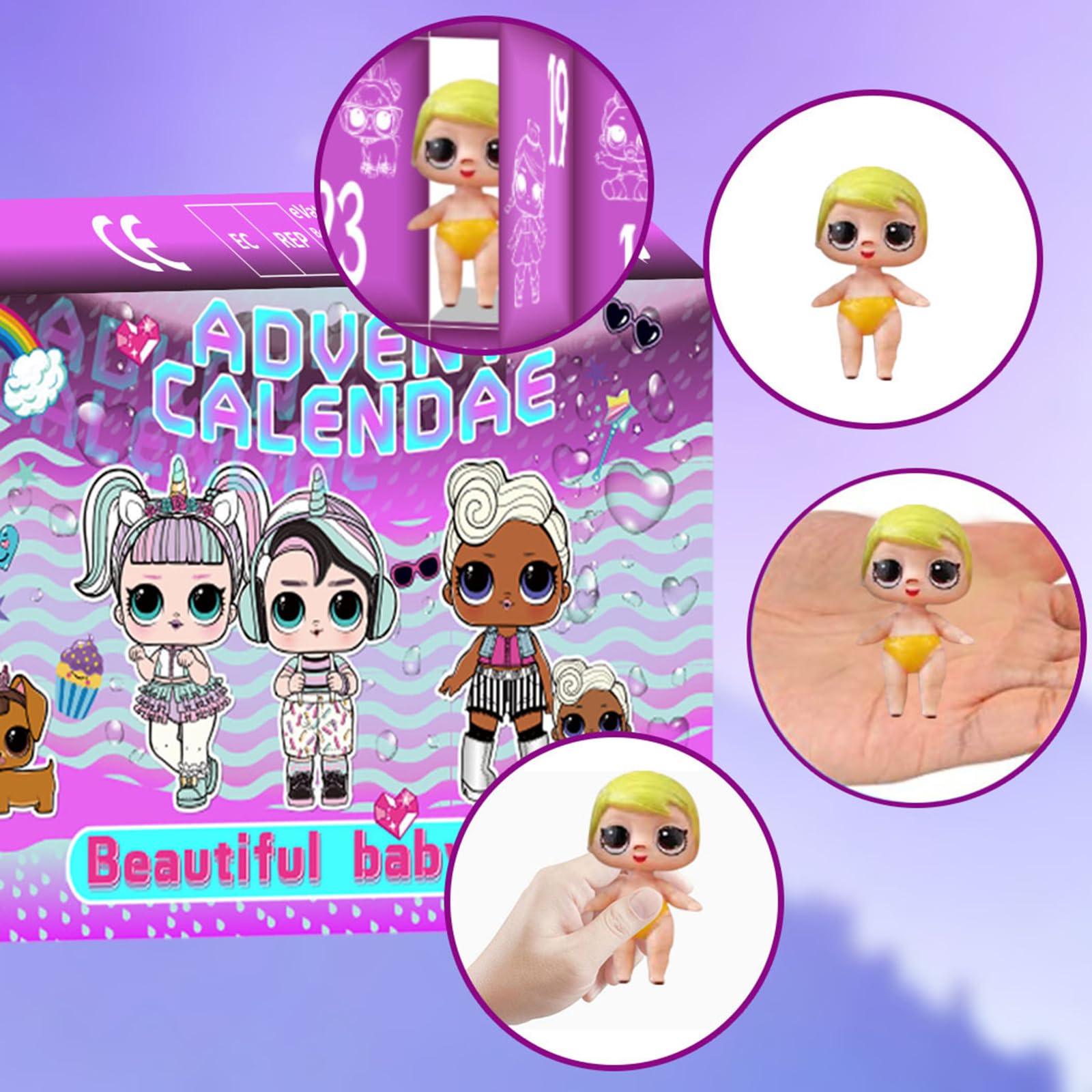 Adventskalender 2025 Mädchen, Puppen Adventskalender 2025, 24 Tage Weihnachts Countdown Kalender mit 24 Minifiguren Geschenk für Kinder Mädchen