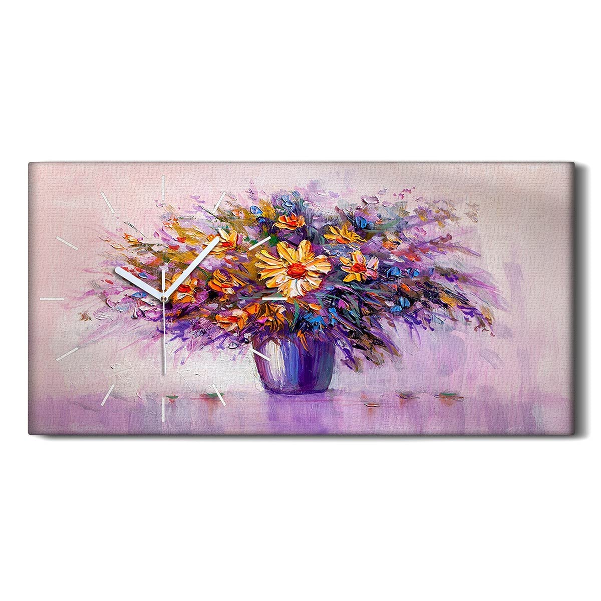 Horloge sur toile grand format marguerites pour une ambiance zen de chambre