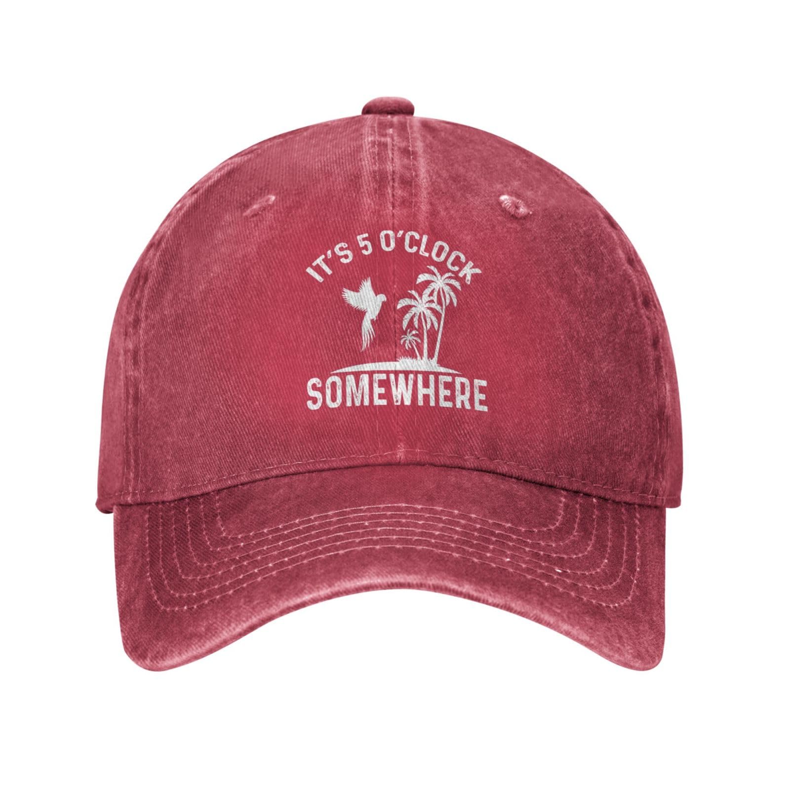 Philysonic Unisex Red 5 Oclock Somewhere Hat It Is 5 Oclock Somewhere Hat Women Baseball Hat Cool Hats, One Size