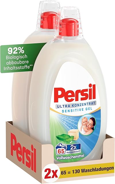 Persil Ultra koncentrat Sensitive Gel środek piorący (2 x 65 cykli prania), wysoko skoncentrowany uniwersalny środek piorący