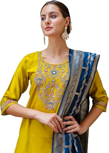 VredeVogel Kurta Set with Dupatta | Viscose Rayon Embroidered Kurta Set for Women | Women's Ethnic Casual Kurti Set |Kurta...