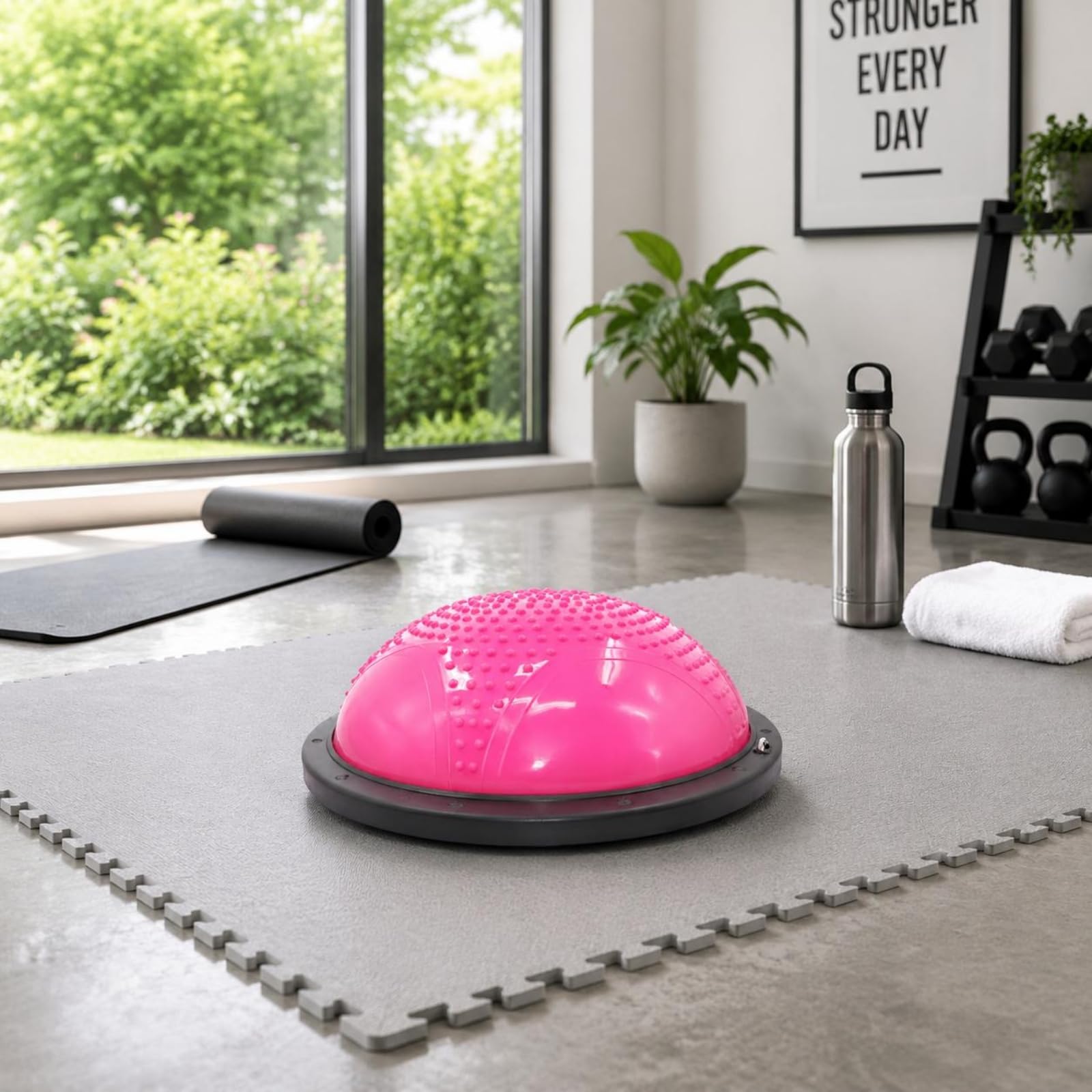 Mezzo Sfera Fitness con Base Antiscoppio Mezza Palla da Ginnastica Pompaggio Incluso Palla Fitness con Elastici per Principianti