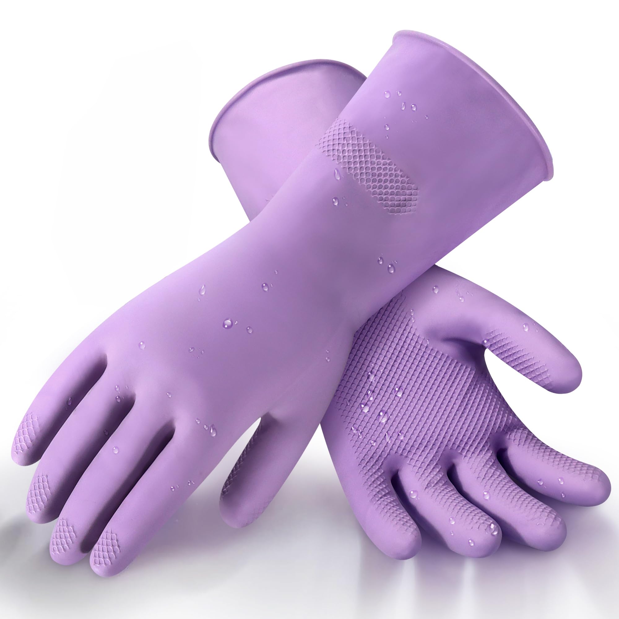 ZaoKing Heavy Duty Rubber Gloves,Durable Kitchen Gloves with Non-slip Grip,Car Washing Gloves Suitable for Dish Washing,Household Cleaning,Gardening,Medium