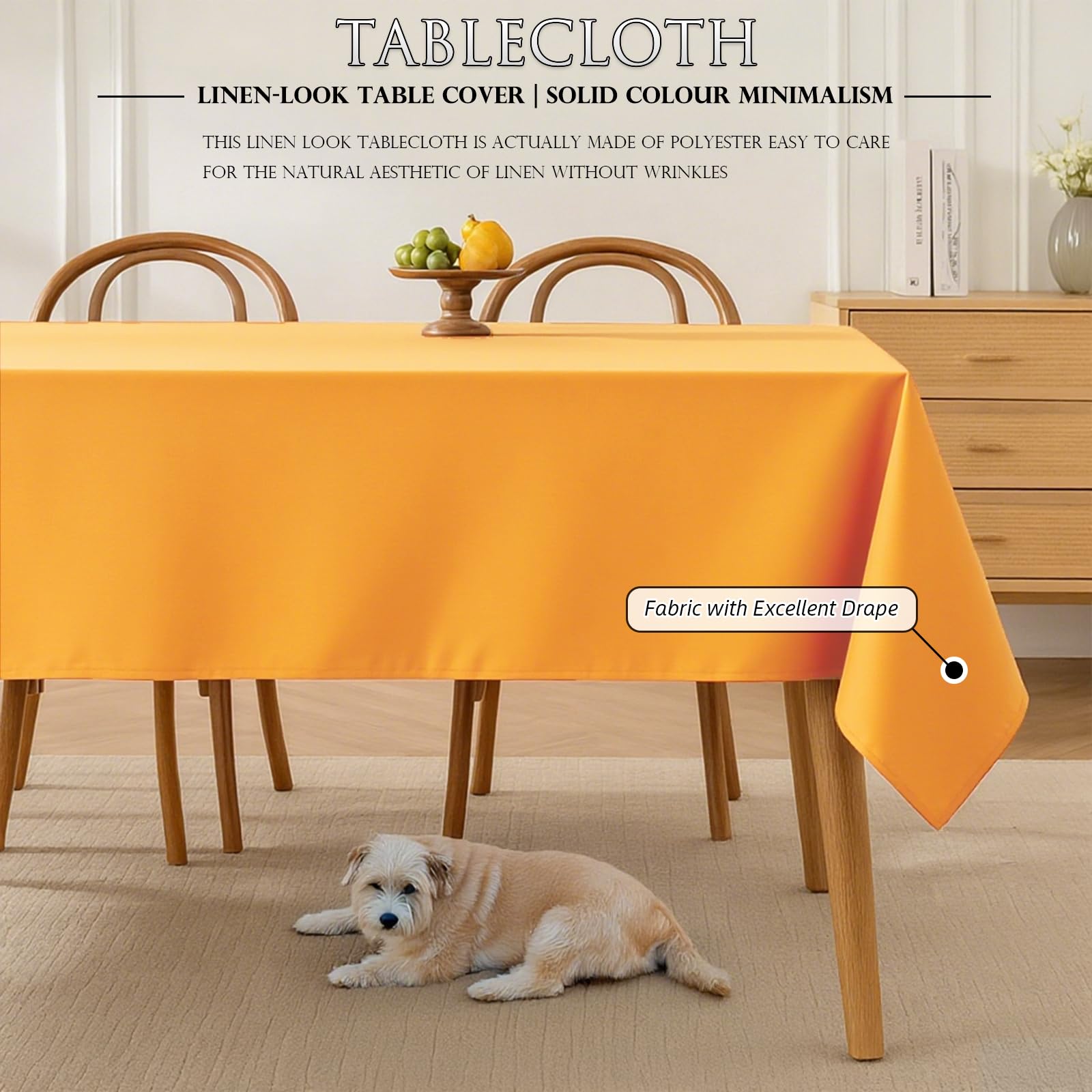 Mantel impermeable de poliéster resistente a las manchas, mantel de lino lavable para mesas cuadradas regulares (Erine, R140 x 220 cm)