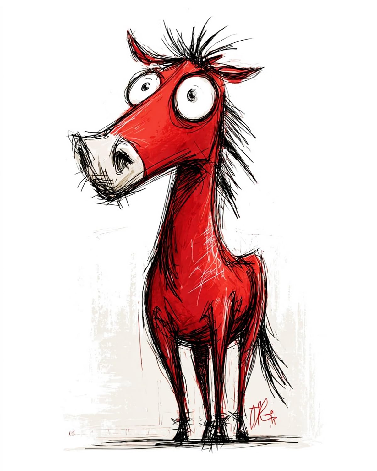 LIUBAISHI Paint by Numbers for Adults – 16x20 Canvas | Oil Painting Kit for Home Decor, Stress Relief Craft, Gift for Adults with Paints and Brushes-Cute red Horse