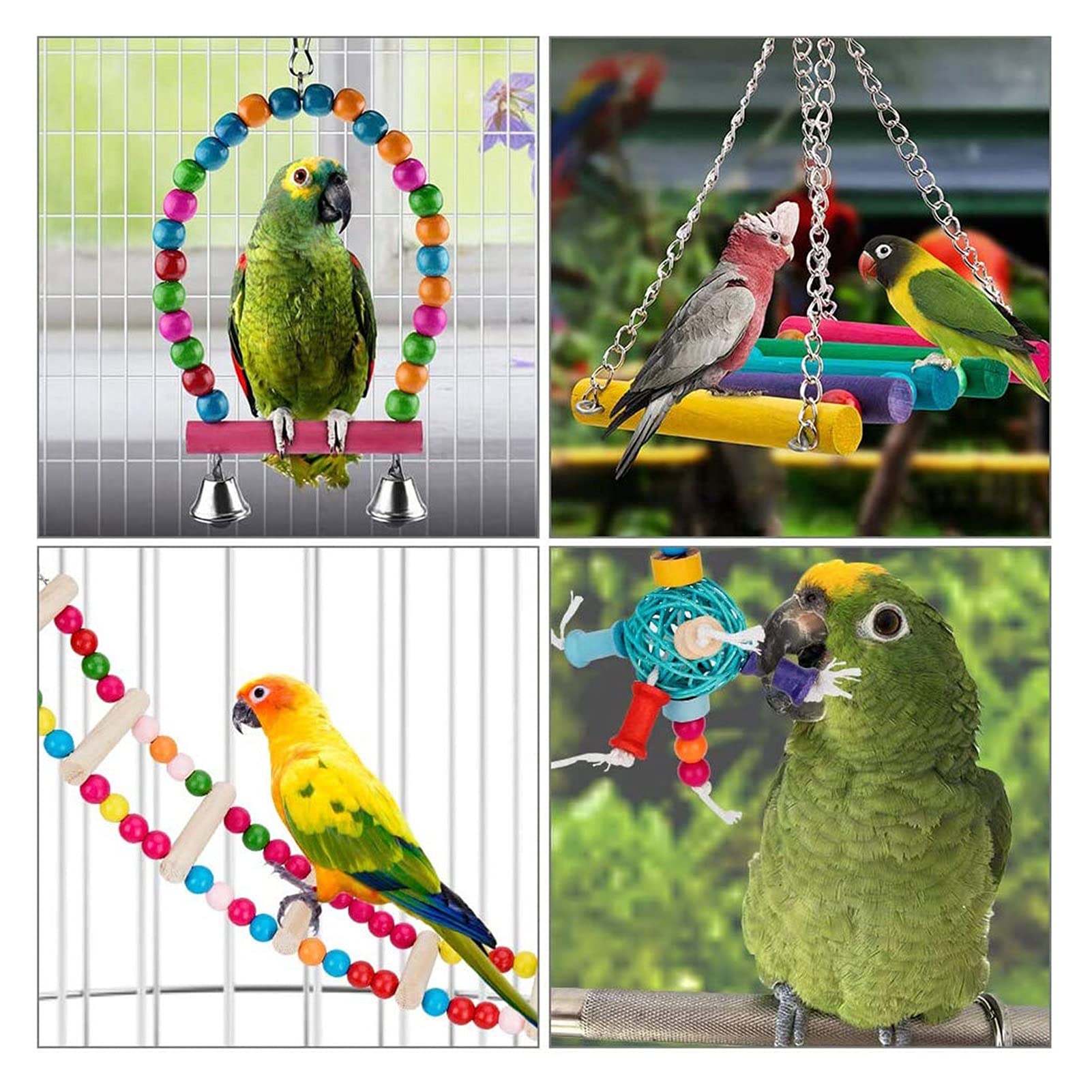 Vogelspielzeug 8 STÜCKE Vogel Papagei Spielzeug Swing Chewing Hängende Käfig Spielzeug Hängematte Bell Schwingleiter Barsch Für Sittiche Cockatiele Kleine Vögel