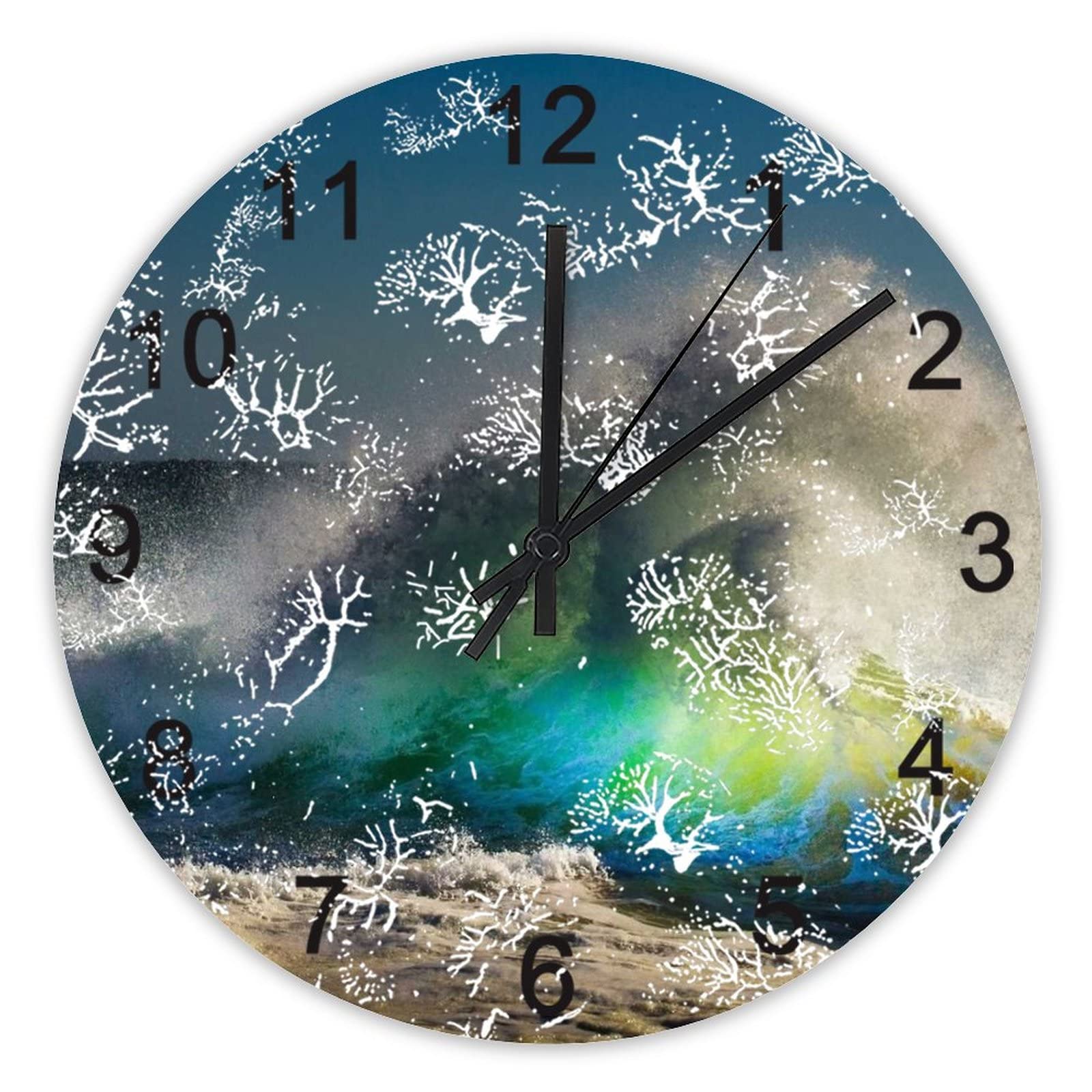 Horloge murale 40 cm vagues de la mer silencieuse pour cuisine