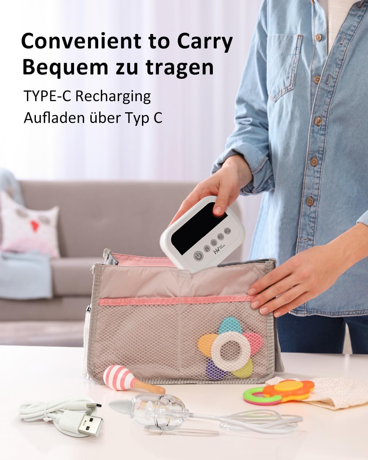 Nasensauger Baby Elektrisch |Elektrischer Nasensauger für Babys 9 Saugstärken Nasensekretsauger Baby Staubsauger Wiederaufladbar Mit Licht und Beruhigender Musik Sicher Effizient Sanft 4
