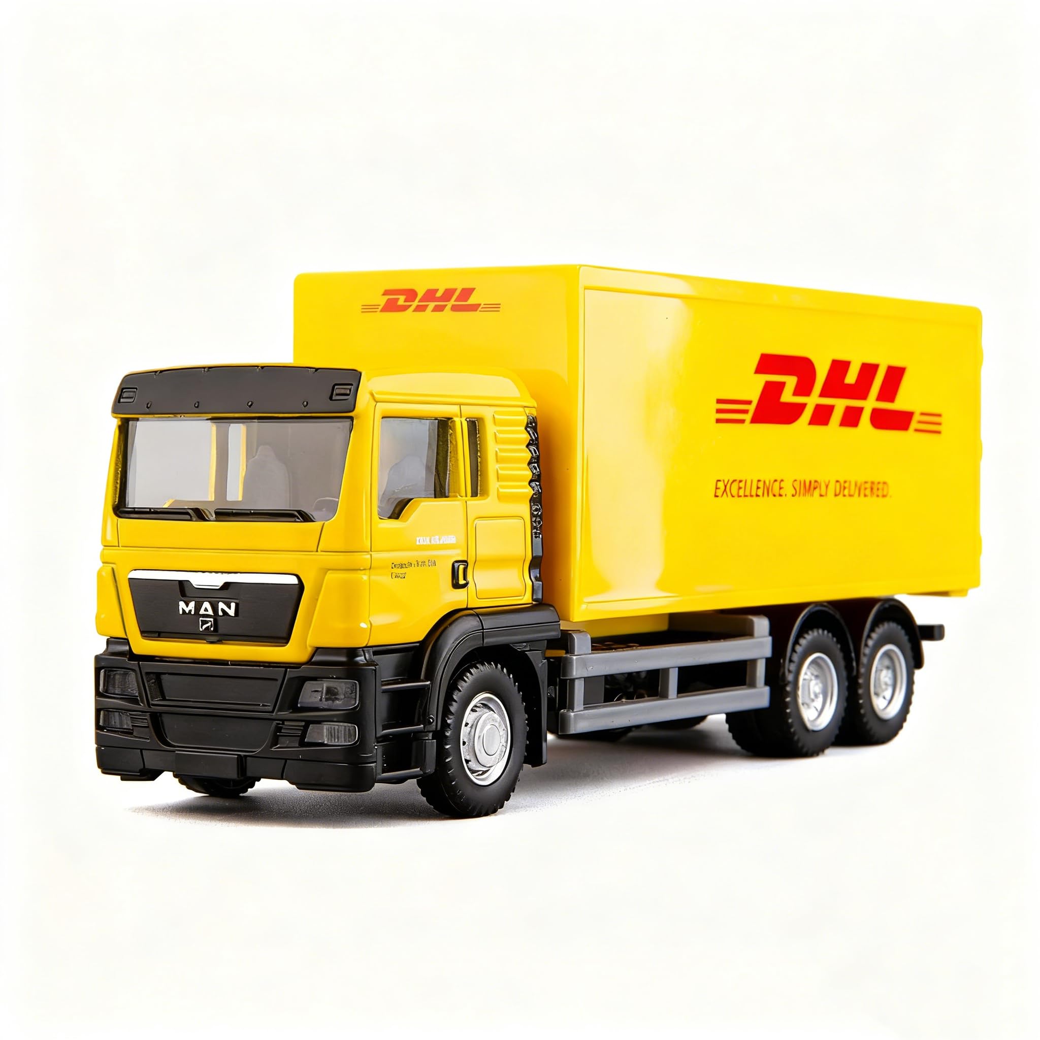BDTCTK Compatible for DHL Container Truck Car Model Toy Cars, Zinc Alloy Die-Cast Vehicles Kid Toys for Boy Girl Gift