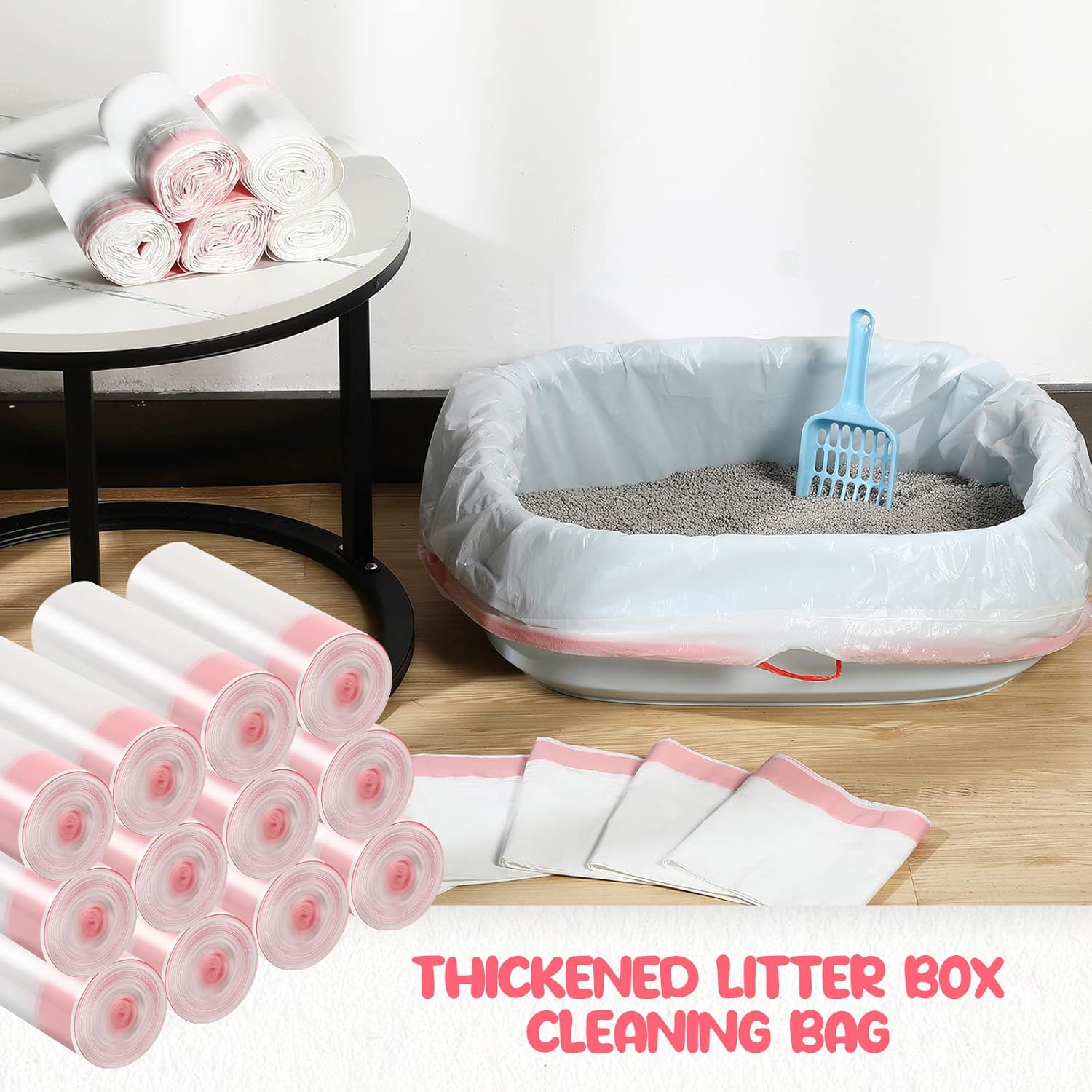 120 Count Large Cat Litter Box Liners 31 x 18 Inch Drawstring Litter Bags Cat Pan Portable Liners for Pets