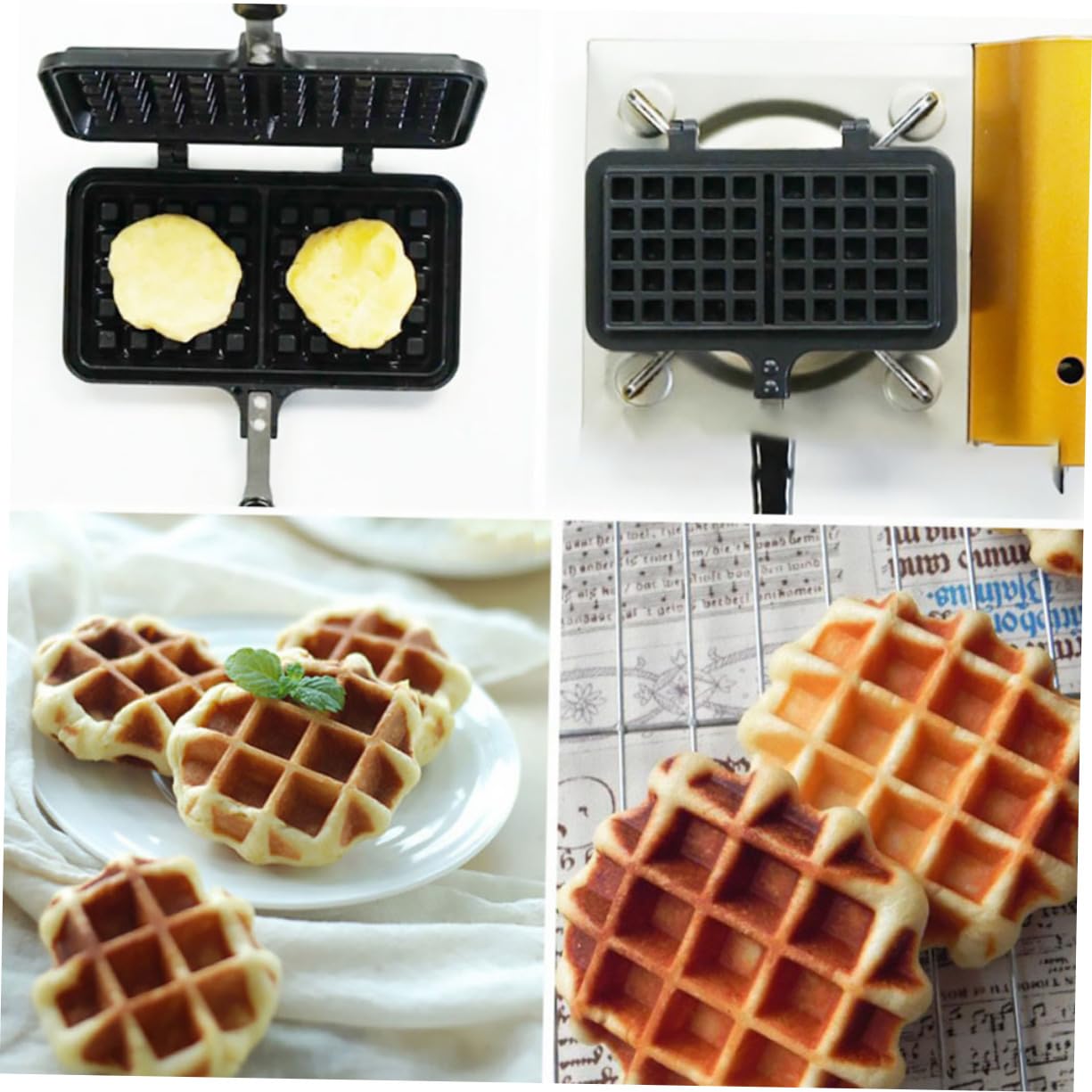 Sandwichmaker Gasherd Waffeleisen aus Gusseisen Hitzebeständig und Leicht zu Reinigen Kreative Waffeleisenform für Selbstgemacht Backzubehör in Schwarz