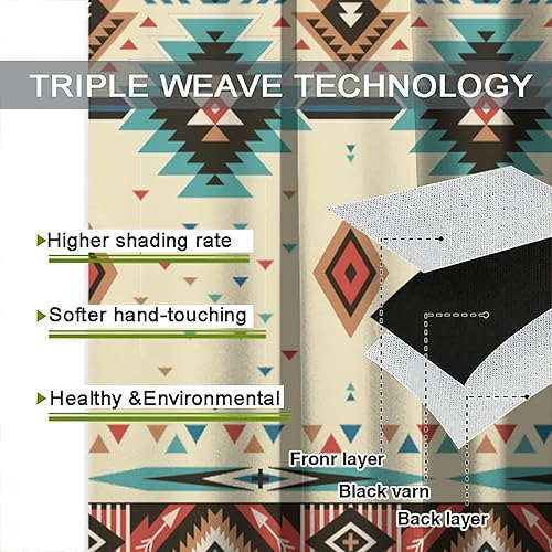 Miniatura 8 de YCness Cortinas aztecas para dormitorio, diseño geométrico étnico del suroeste para sala de estar, diseño tribal navajo, bohemio, nativo americano,