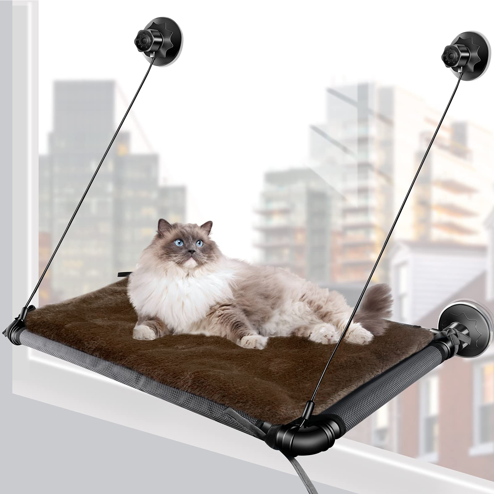 Kphico Cat Window Perch-Cat Hammock Window Seat Pet Resting Seat Safety Cat Hammocks for Large Cats, Providing All Around 360° Sunbath for Indoor, Weighted up to 30lbs