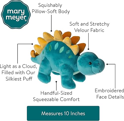 Miniatura 4 de Mary Meyer - Peluche de animal suave como almohada, juguete de 10 pulgadas, dinosaurio estegosaurio azul
