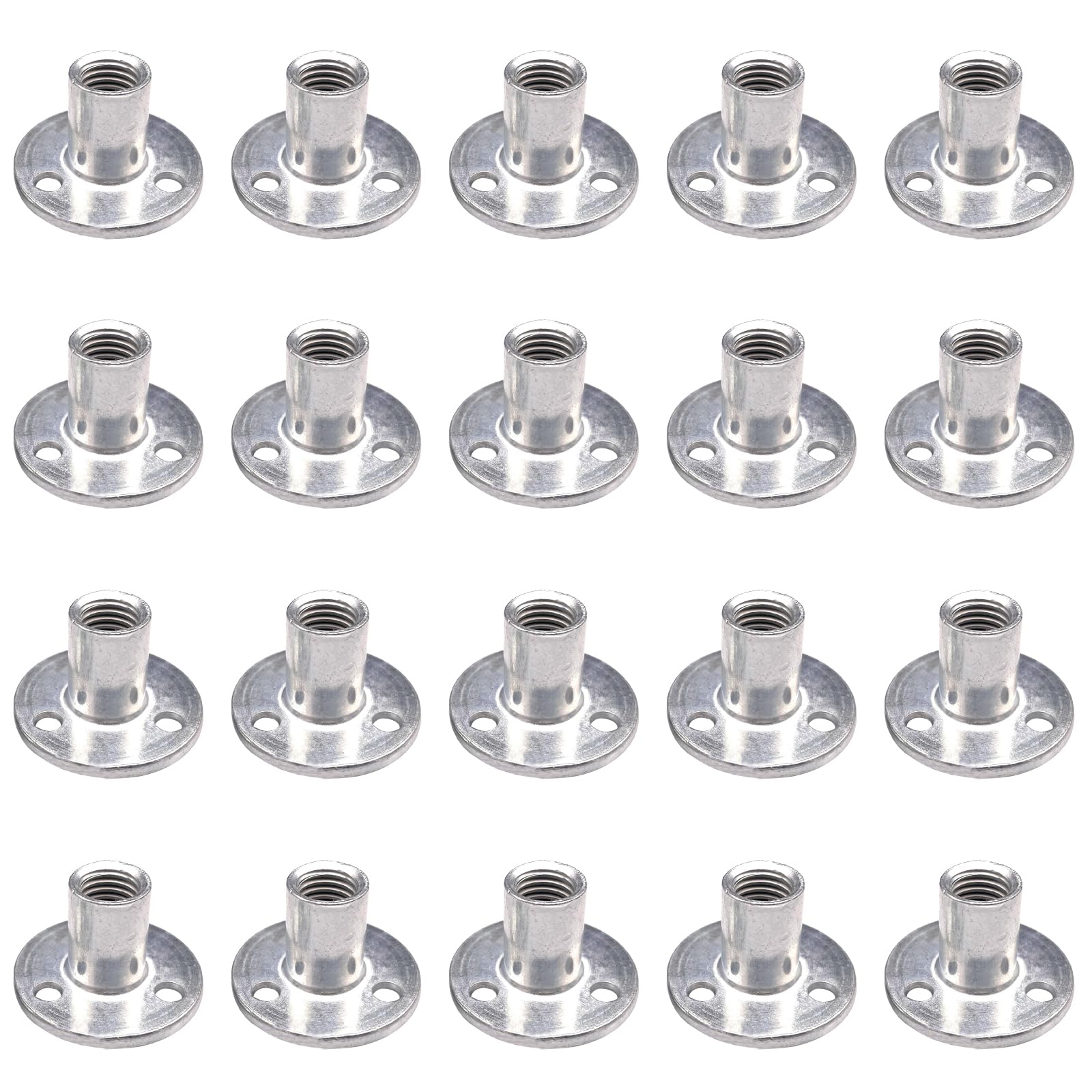 10PCS M8 Brad Hole Tee Nuts,Carbon Steel T-Nuts,Thread Insert Tee Nuts,Zinc Plated Round Base Screw-in Flange Nuts for Fixing Connection Furniture