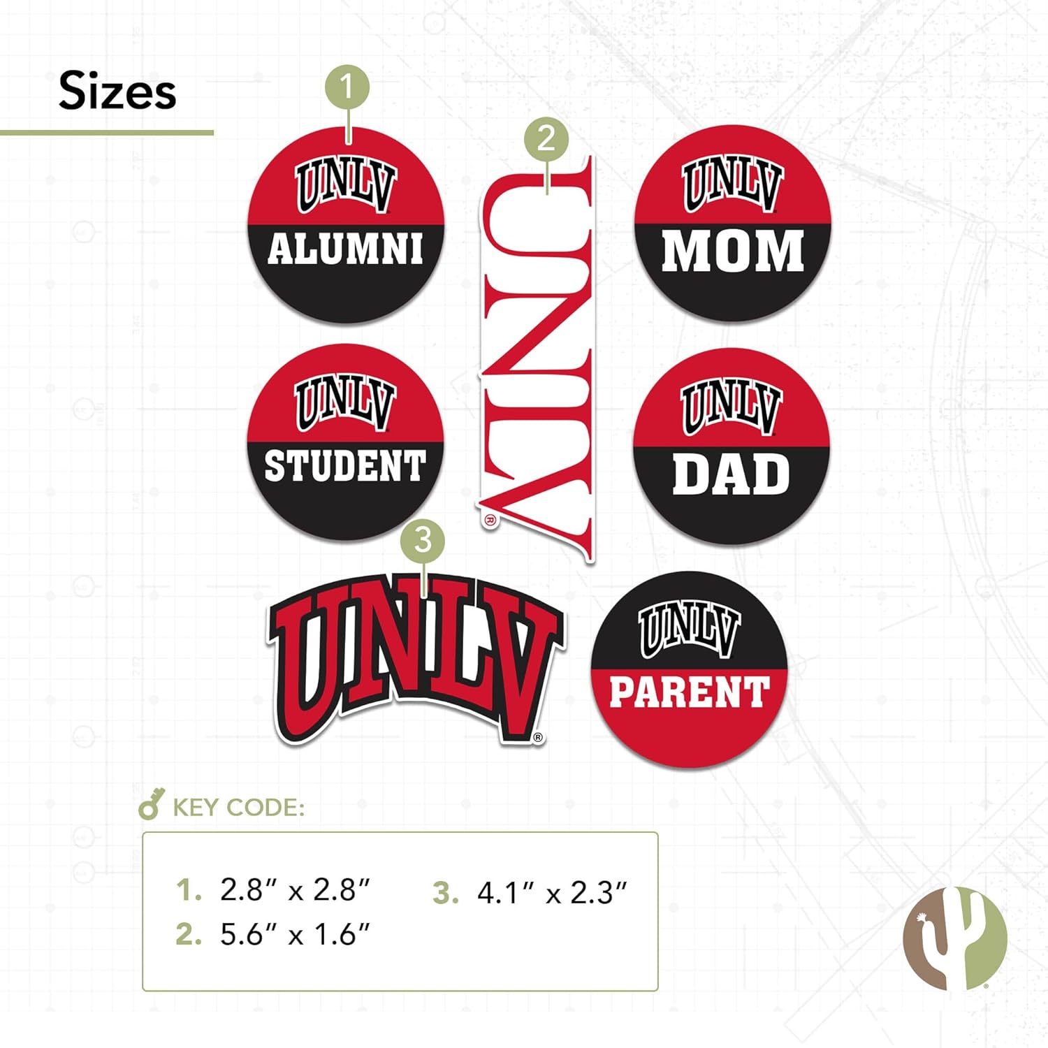 Desert Cactus University of Nevada Las Vegas Sticker UNLV Rebels Vinyl Decals Laptop Water Bottle Car Scrapbook (Round Family) - Image 3