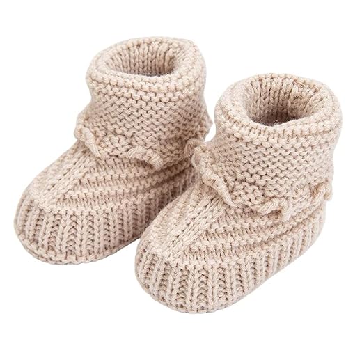 Baby Booties, Newborn Walking Shoes, Infant Hand Crochet Knit Cotton Sock Booties, Soft Cozy Socks Slippers, Indoor House Shoes for Baby, 2 Pairs