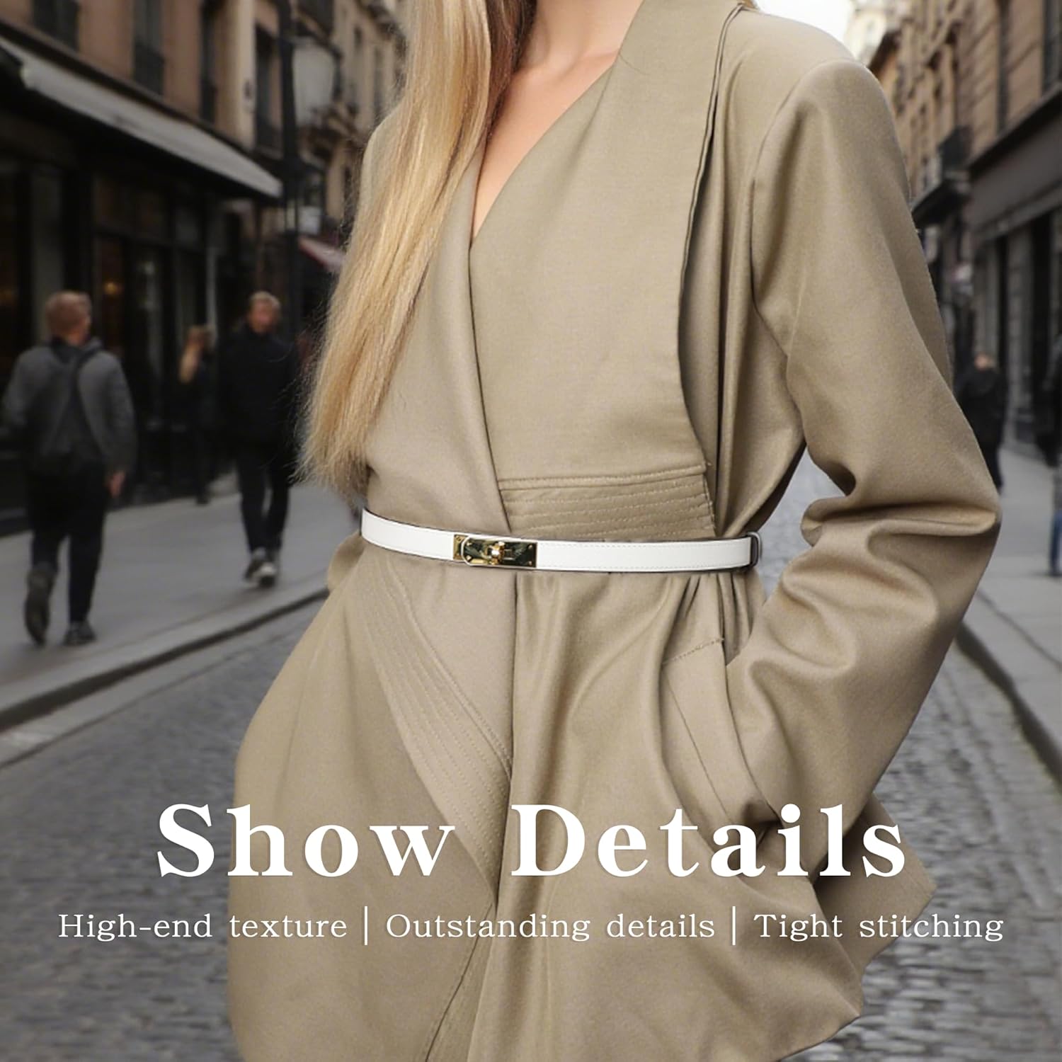 Adjustable Thin Belts For Womens Skinny Belts For Dresses Womens Solid Color Alloy Turn Lock Belts For Jeans