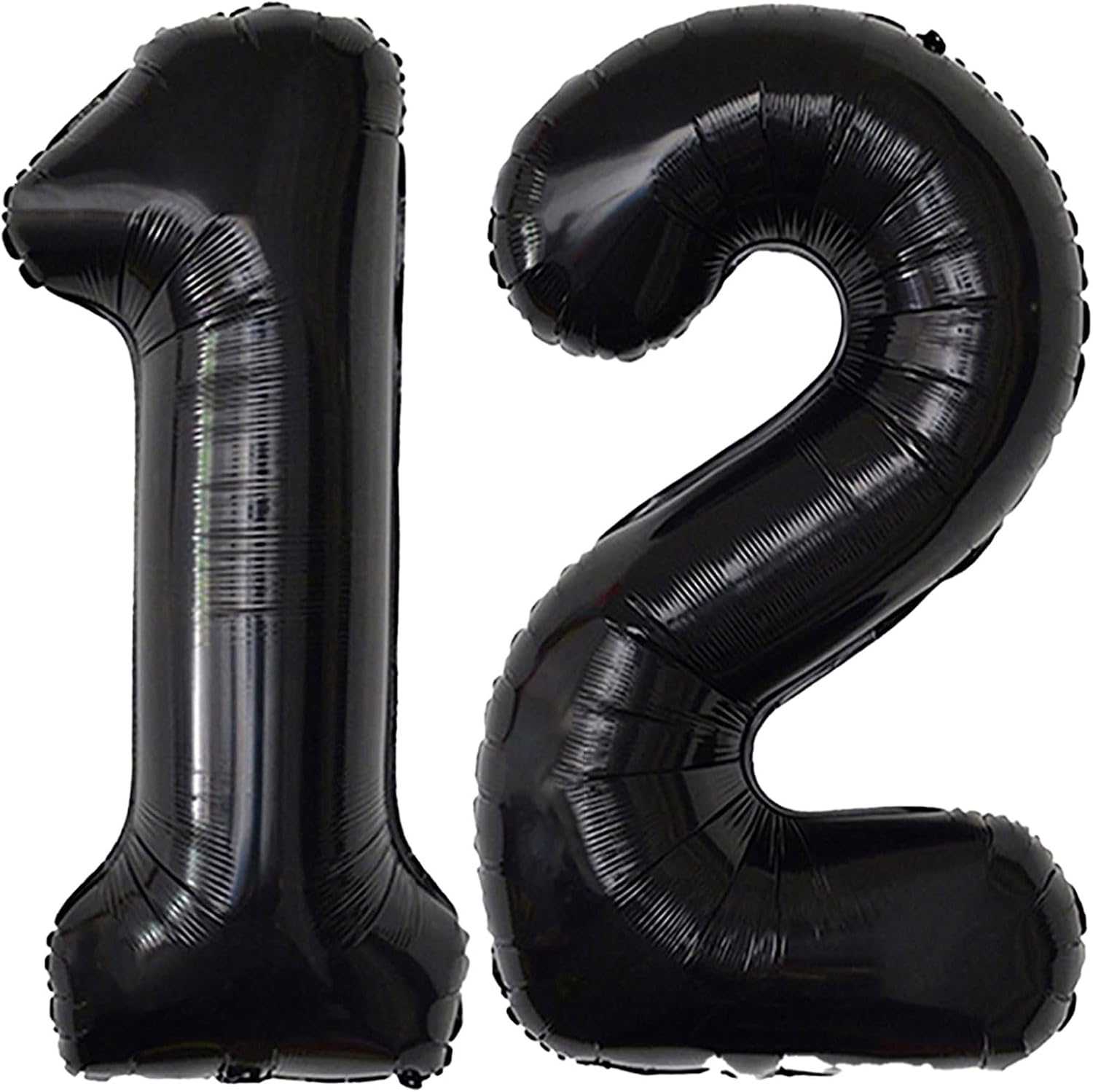 40 Inch Black Foil Mylar Balloon 12th Birthday Decorations for Girls And Boys 12 Birthday Balloon for Girls 12th Anniversary Decoration Birthday Party 21 Birthday Balloon for Girls And Boys