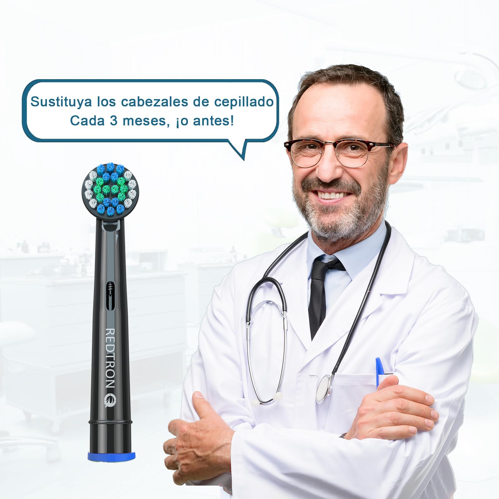 REDTRON Recambios para Cepillo de Dientes Eléctrico compatible con Oral B (8 unidades), Cabezal de cepillo de dientes Precision Clean Pro1000 Pro3000 Pro5000 Pro7000 y más — view 7