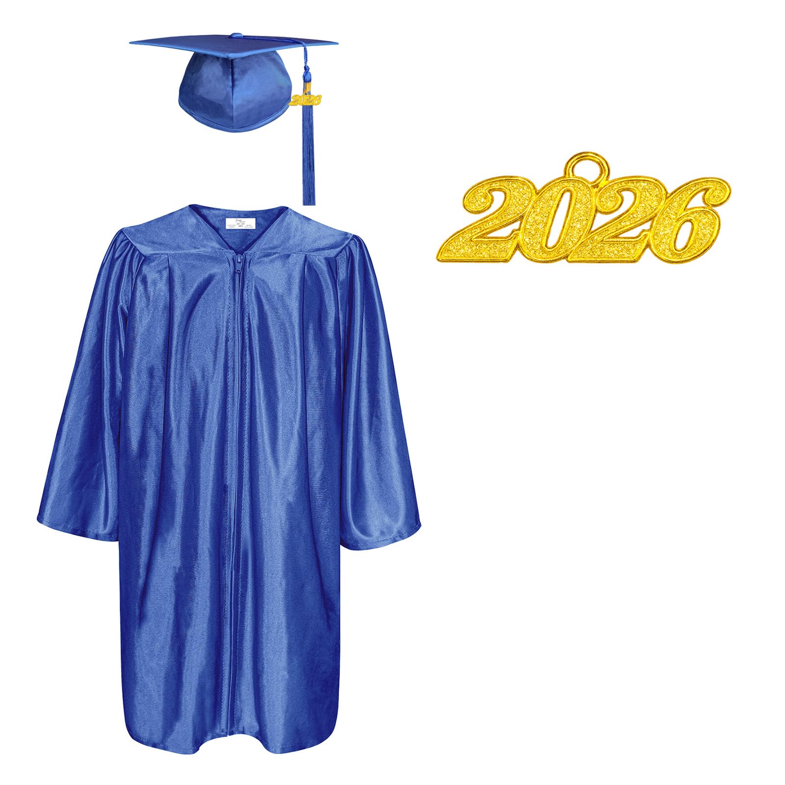 Happy Secret Kindergarten and Preschool Graduation Cap and Gown Set with Tassel and 2025 and 2026 Year Charms