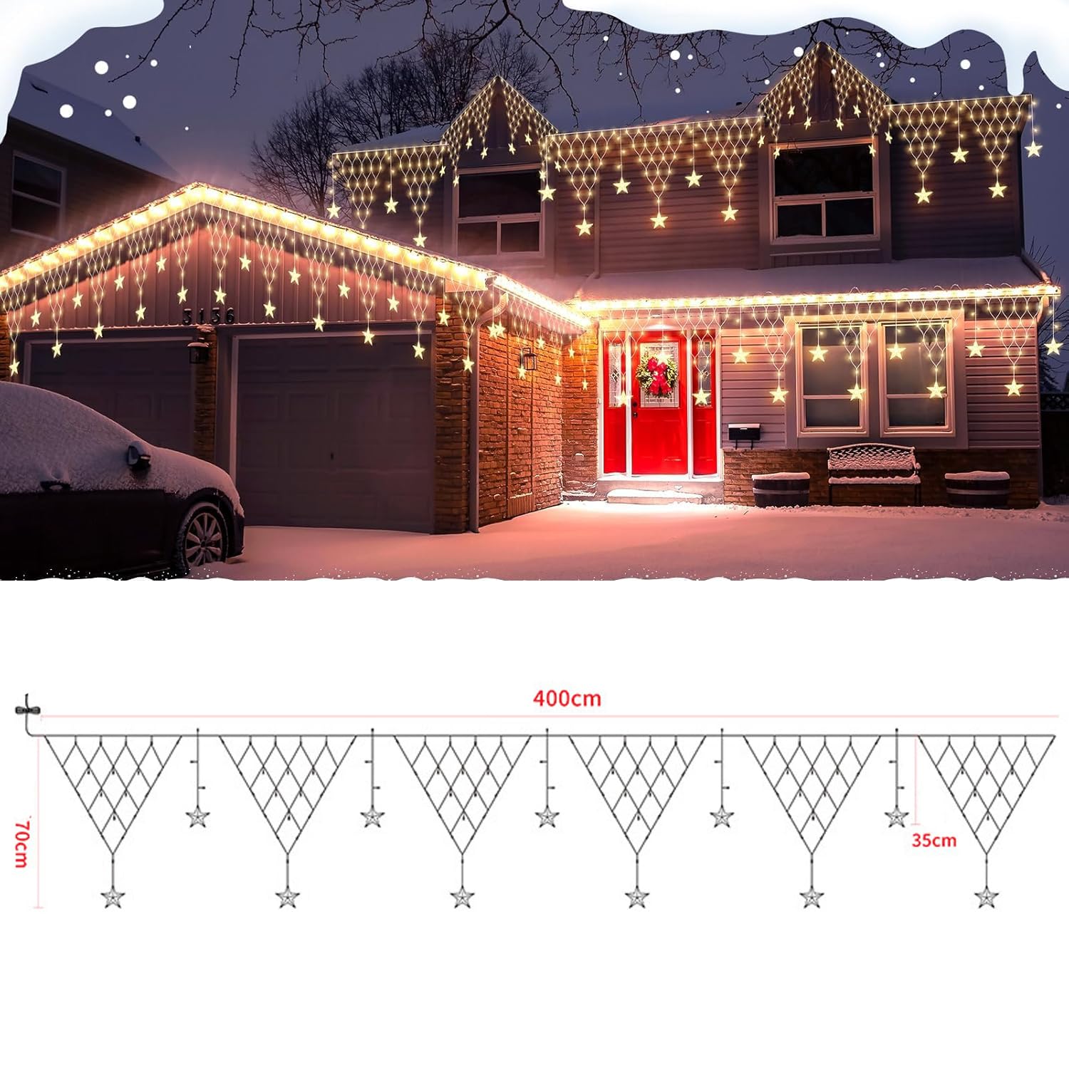 Solar Lichterkette Aussen 4m 196LED Lichternetz Mit Fernbedienung Wasserdicht Hängen Lichtervorhang Dekorations Patio Licht Weihnachten beleuchtung für Garten Terrasse Hochzeit (Mehrfarbig)