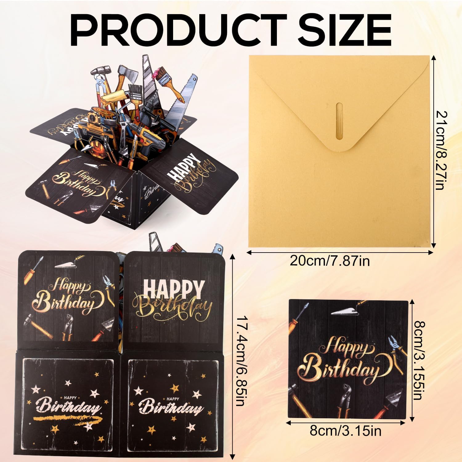 Penitue Pop-up Birthday Card, 3D Happy Birthday Box Card with Envelope Funny Festive Gift Idea for Men Boys Anniversary Party Decorations Supplies image 2