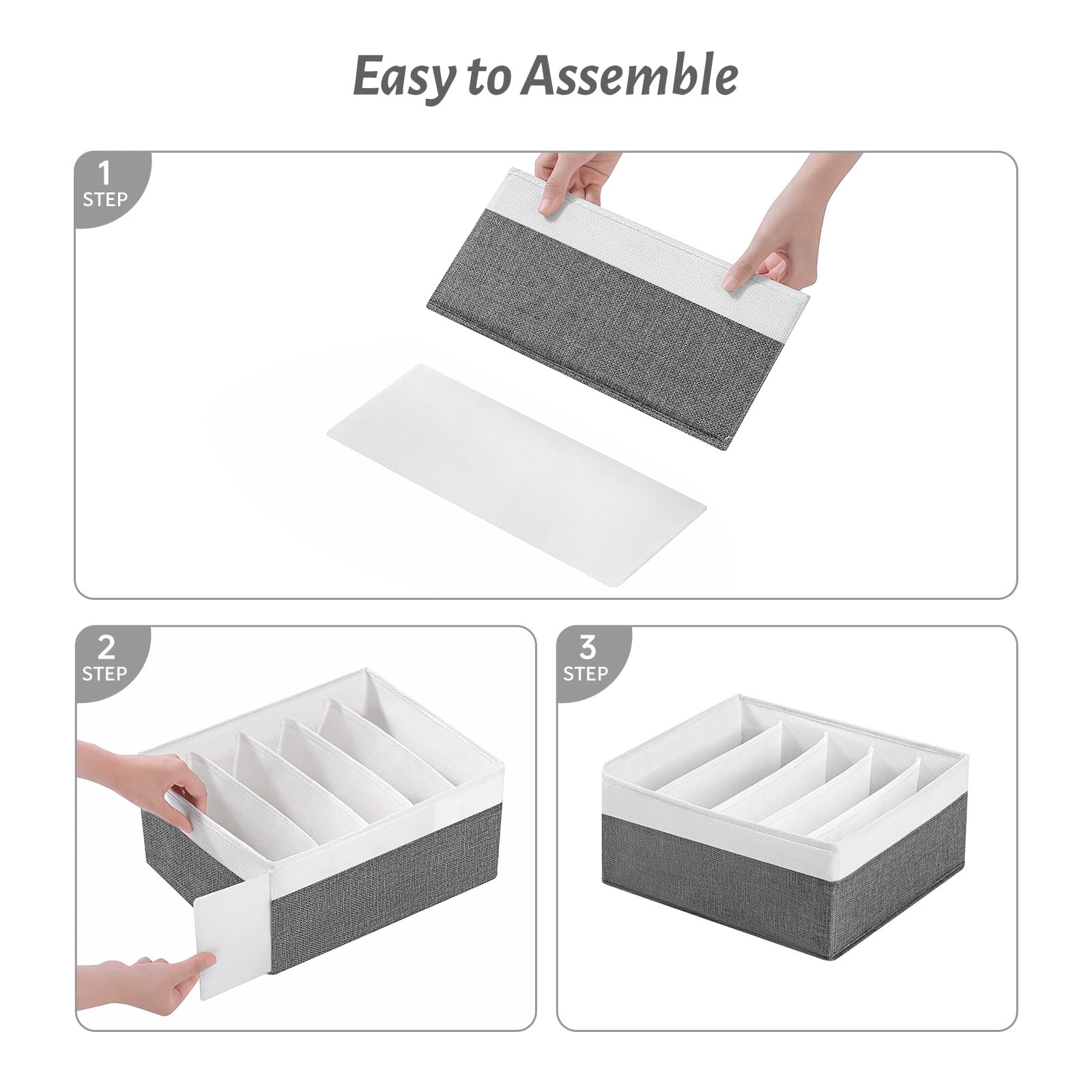 Organizador de cajones de jeans para ropa, caja de almacenamiento de 5 compartimentos, organizador de ropa lavable para jeans, pantalones, leggings, camisetas (gris y blanco)