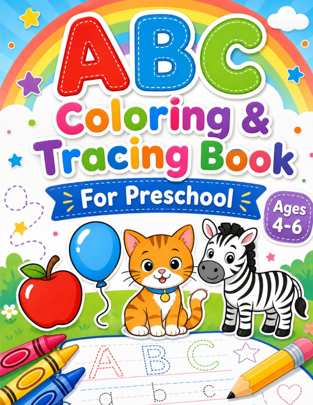 ABC Coloring & Tracing Book For Preschool: Letter Tracing and Coloring Practice for Ages 4-6