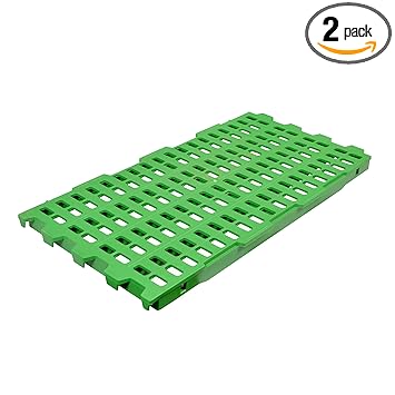 VT- Plastic slatted Pet Flooring, for Goat Farming and Dog Kennel, Durability 10-15 Years, (2 pieces Set, 4 Square feet) Thickness: 40mm, Size: 1 x 2 Feet Waste Discharge Whole 14mm x 28 mm (Green)
